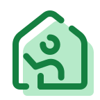 Cartoon person in house