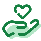 Cartoon hand holding love heart